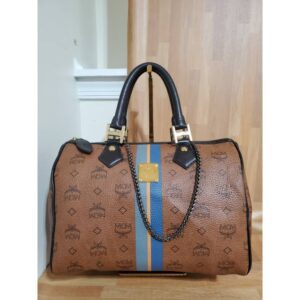 MCM Visetos Boston Bag Cognac Brown