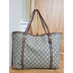 GUCCI GG Supreme Monogram Medium Nice Tote Brown