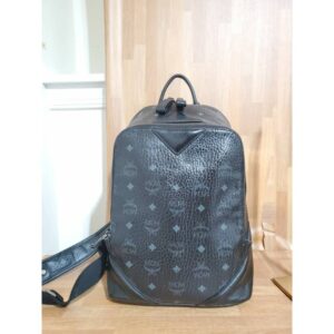 MCM Duke Visetos Black Leather Backpack