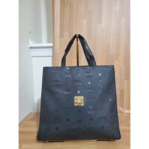 MCM MUNCHEN Black LOGO Canvas Tote HandBAG