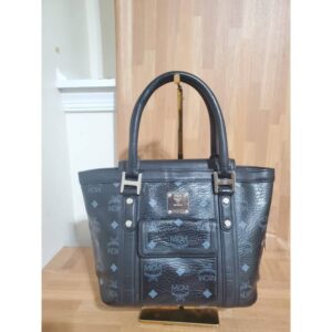 MCM Black Visetos Coated Canvas and Leather Pocket Tote