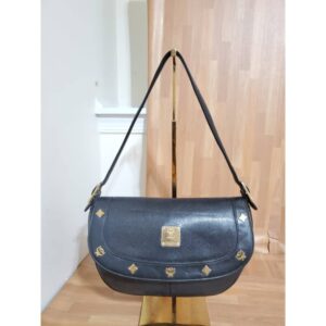 MCM Saddle Leather Studded Flap Shoulder Bag