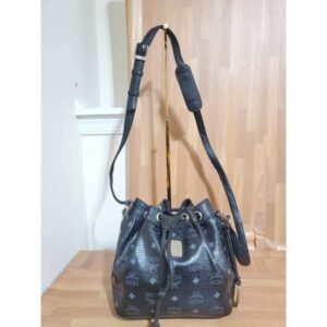 MCM Visetos Essential Drawstring Bucket Bag Black
