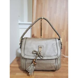 GUCCI Gold Pebbled Calfskin Leather Bella Medium Shoulder Bag