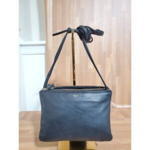 CELINE Black Lambskin Leather Trio Small Crossbody Bag