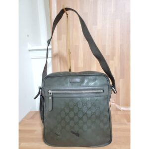 Gucci Army Green GG Imprime Crossbody Messenger Bag