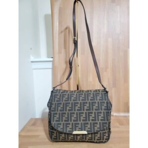 FENDI Flap Zucca Crossbody Messenger Bag Tobacco