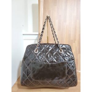 Chanel Mademoiselle Accordion 2tone Brown Quilted Textured Handbag