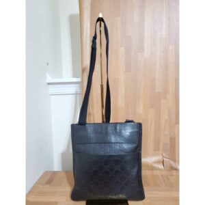 GUCCI GG Monogram Leather Flat Crossbody Messenger Bag
