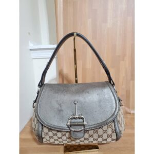 GUCCI Monogram Techno Horsebit Shoulder Flap Bag