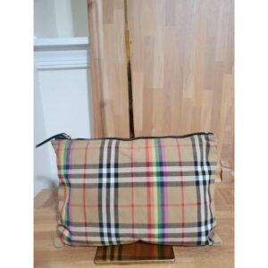 BURBERRY Vintage Rainbow Check Zip Pouch Antique Yellow
