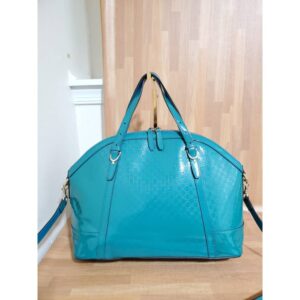 GUCCI Patent Microguccissima Medium Nice Top Handle Dome Bag Deep Cobalt