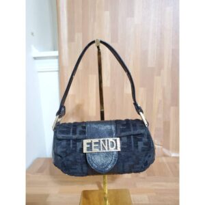 Fendi Mini Velvet Shoulder Bag. Black