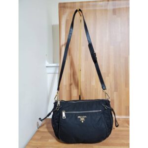 PRADA Saffiano Tessuto Nylon Crossbody Bag Black