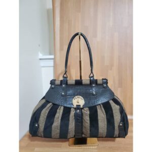 Fendi Embossed Croc Magic Velvet Penquin Stripe Bag
