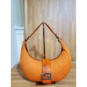 Fendi Orange Croissant Baguette Shoulder Bag