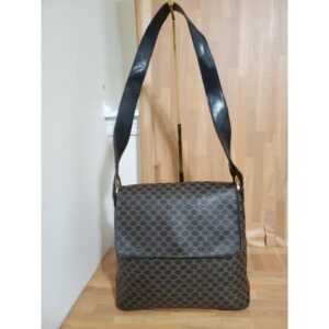 Celine Vintage Flap Shoulder Bag Macadam Coated Canvas Medium