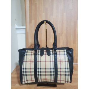 Burberry Haymarket Large Chatton Tote Beige Pvc Satchel Checkered