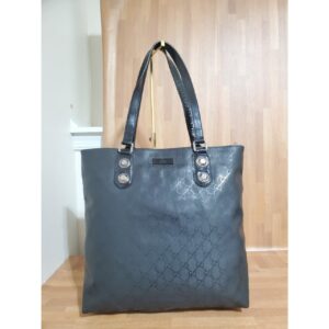 Gucci Imprime Monogram North South Studded Black GG Leather Tote