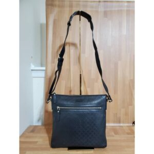 Gucci Bright Diamante Leather Messenger Bag Black