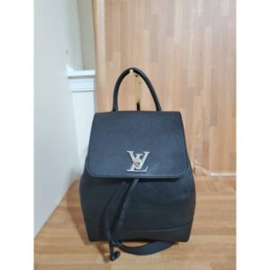 LOUIS VUITTON Calfskin Lockme Backpack Black