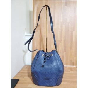 GUCCI Bright Diamante Medium Bucket Bag Navy Blue