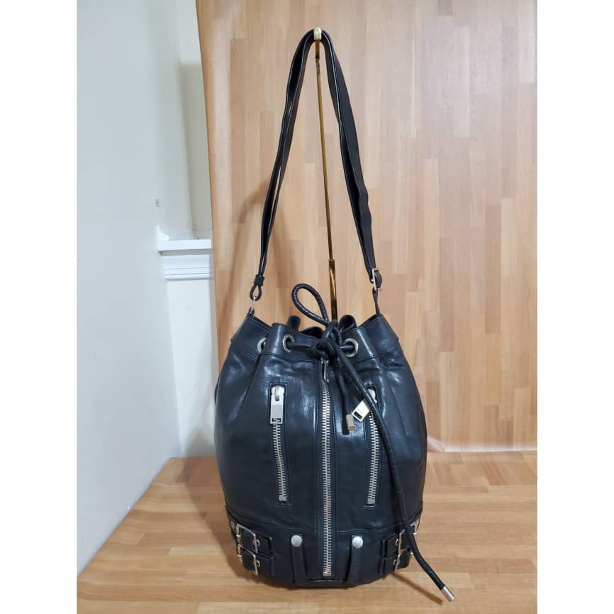 SAINT LAURENT Calfskin Medium Rider Bucket Bag Bordeaux - Image 2