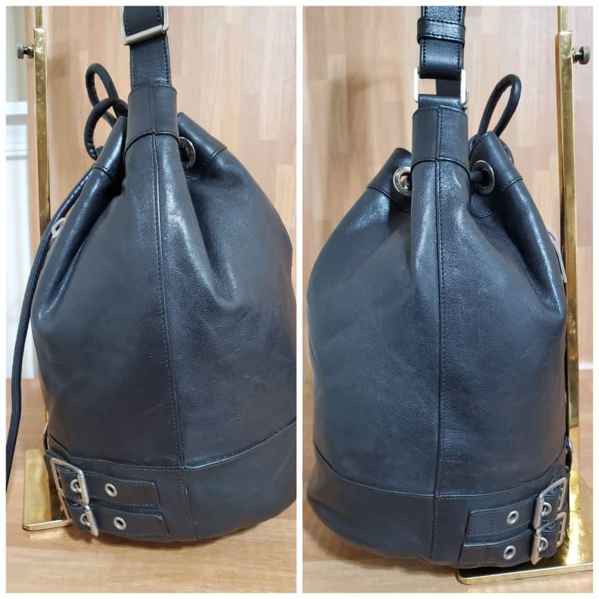 SAINT LAURENT Calfskin Medium Rider Bucket Bag Bordeaux - Image 7