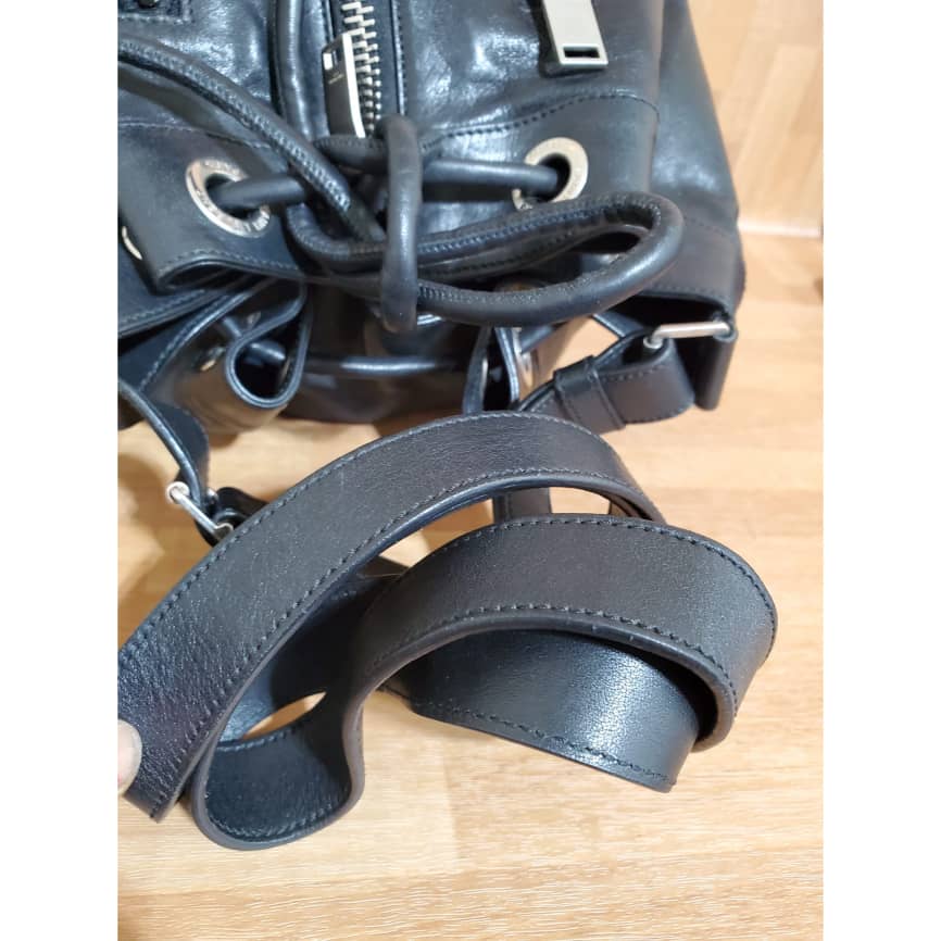 SAINT LAURENT Calfskin Medium Rider Bucket Bag Bordeaux - Image 9