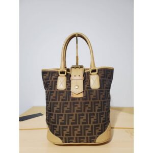 Fendi Vintage Buckle Bucket Bag Zucca Canvas Medium