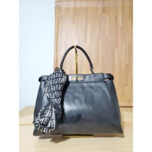 Fendi Peekaboo Top Handle Bag Black Leather Medium