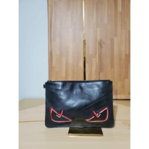 Fendi Monster Pouch Leather Small Black