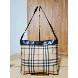 BURBERRY Nova Check Canvas Shoulder Bag Black