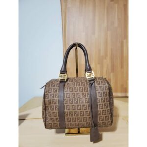 Fendi Brown/Beige Zucchino Small Forever Bauletto Bag