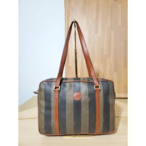 Fendi Vintage Pequin Shoulder Bag Coated Canvas