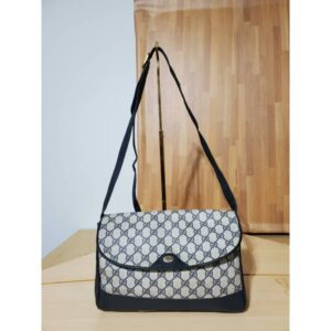 Gucci NAVY GG SUPREME CANVAS SHOULDER BAG