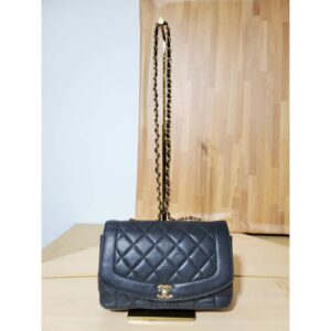 Chanel Vintage Diana Flap Bag Quilted Caviar Medium