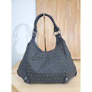 Fendi Front Zip Hobo Zucchino Canvas Bag