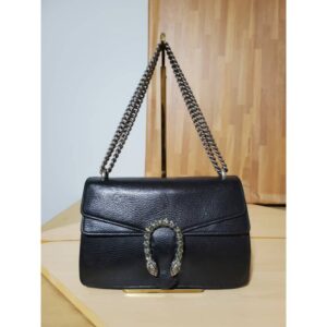 Gucci Pebbled Calfskin Small Dionysus Shoulder Bag Black