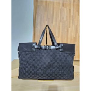 Gucci GG Canvas Buckle Belt Tote Bag Black