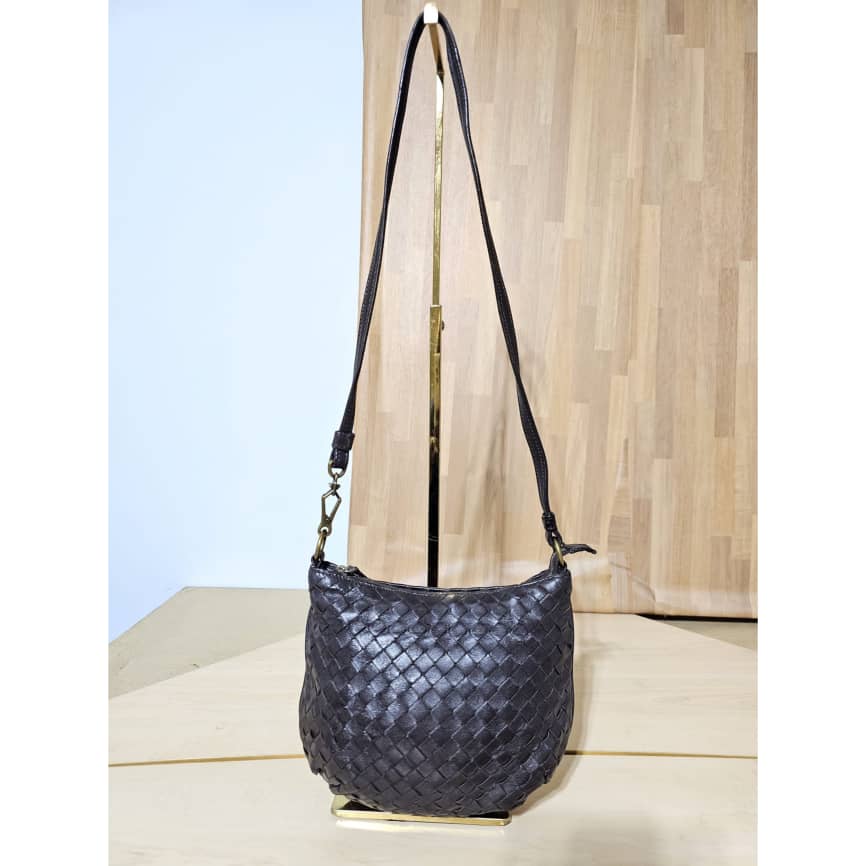 Bottega Veneta Woven Crossbody Shoulder Bag Intrecciato Lambskin Leather Brown