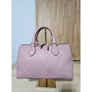 GUCCI Boston Guccissima GG Leather 2Way Shoulder Hand Bag Pink