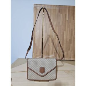Celine Vintage Macadam Crossbody Bag Beige/Brown