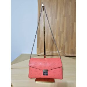 MCM Ottomar Monogram Millie Crossbody Bag Hot Coral