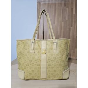 MCM Visetos Coated Canvas Shopper Tote Yellow