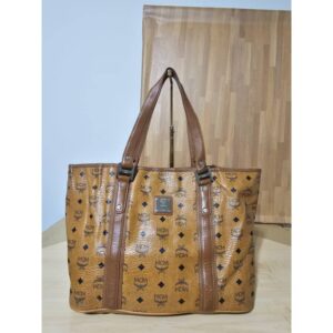 MCM Visetos Shopping Tote Cognac Bag