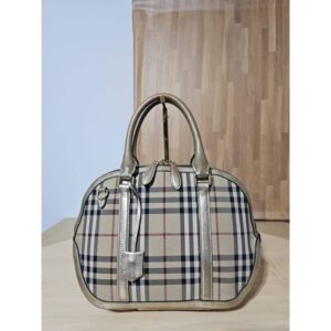 Burberry Haymarket Checks Orchard Bowling Bag Gold