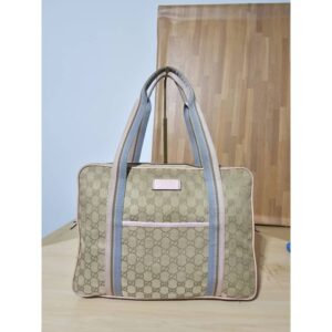 Gucci Top Zip Web GG Mummy's Carrier Coated Canvas Large