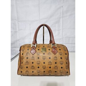 MCM Visetos Coated Canvas Heritage Boston Cognac Bag