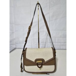 Gucci Derby Canvas & Leather Shoulder / Crossbody Bag Beige/Brown